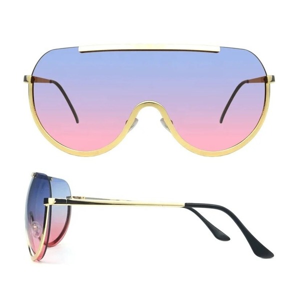 Shield Sunglasses Women Fashion Beach Paty Ouintage Lentes‎ Gafas Gold Frame New - Picture 4 of 8